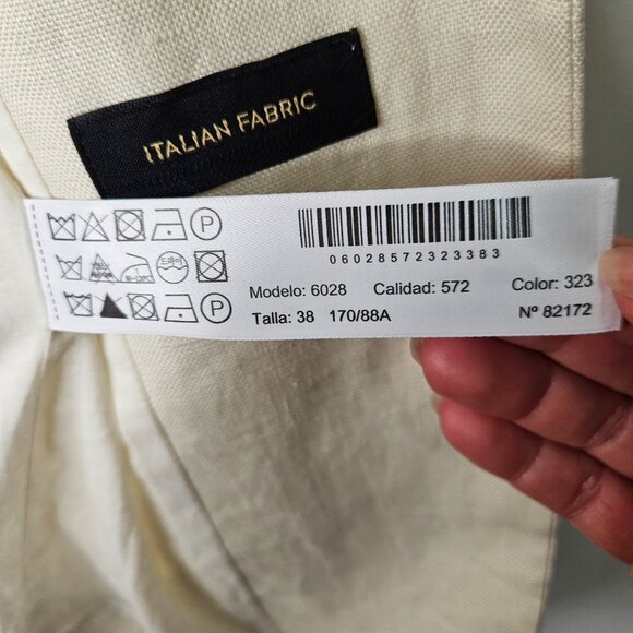 Massimo Dutti 100% Linen Blazer Sz 6 Off White Cream  Ecru Oversize - Picture 9 of 13